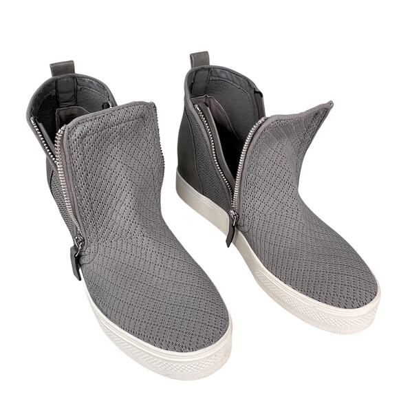 Steve Madden Loxley Wedge High Top Sneaker Gray Bootie 9 - Picture 4 of 11